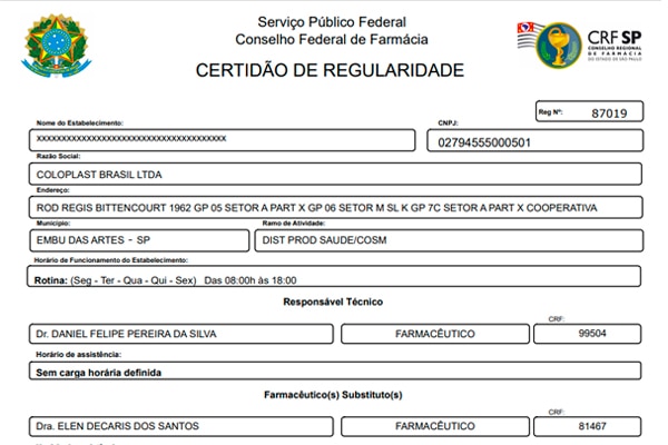 CRT (Certificado de Responsabilidade Técnica) 